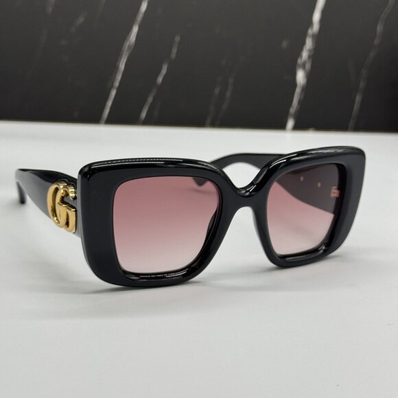 NEW GUCCI SUNGLASSES BLACK BROWN WOMEN EYEWEAR GUCCI GG1975S 001 - Picture 9 of 12